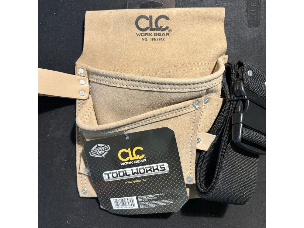 CLC Work Gear Suede Leather Nail Tool Bag with Polyweb Belt and 3 Pockets